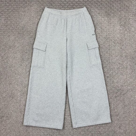 TNA Pants - TNA Sweatfleece Sweatpants Womens Small Gray Cozy Fleece Mega Fit Cargo Wide Leg